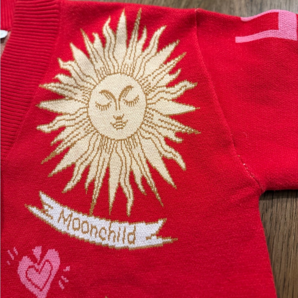 Never Fully Dressed Red Celestial Motif Cardigan - Picture 7 of 15